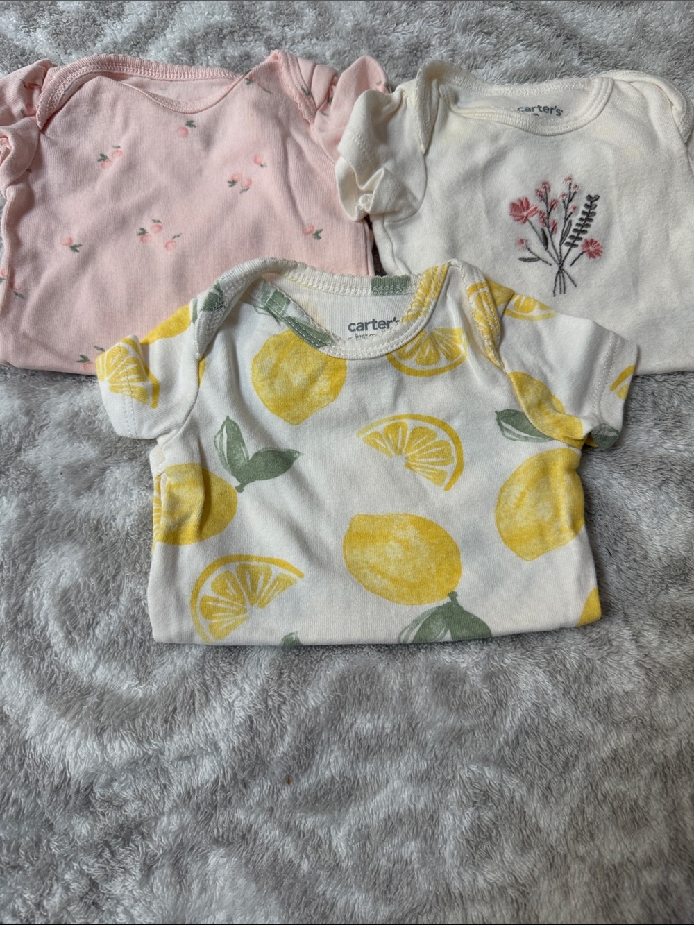 Carter's Girls Short Sleeve Bodysuit Set - Yellow, Pink, Cream